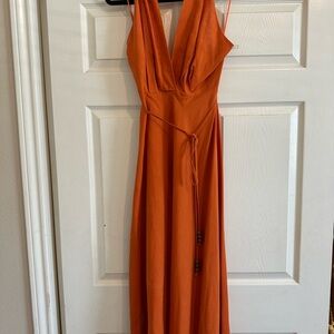 Zara Vibrant Orange Backless Dress